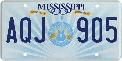 MS license plate AQJ905