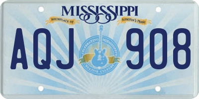 MS license plate AQJ908