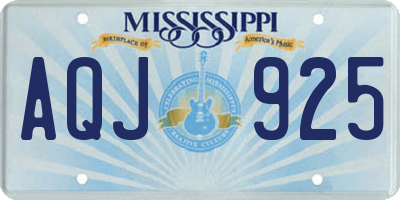 MS license plate AQJ925