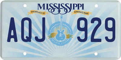 MS license plate AQJ929