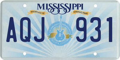 MS license plate AQJ931