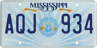 MS license plate AQJ934