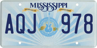 MS license plate AQJ978
