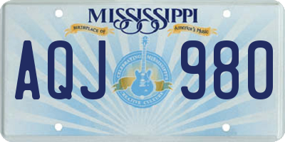 MS license plate AQJ980
