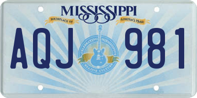 MS license plate AQJ981