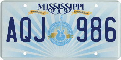 MS license plate AQJ986