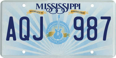 MS license plate AQJ987