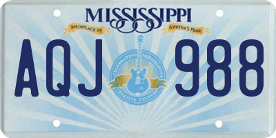 MS license plate AQJ988