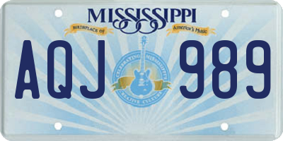 MS license plate AQJ989