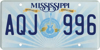 MS license plate AQJ996