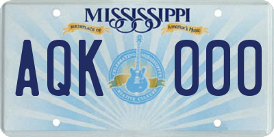 MS license plate AQK000