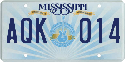 MS license plate AQK014