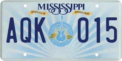MS license plate AQK015