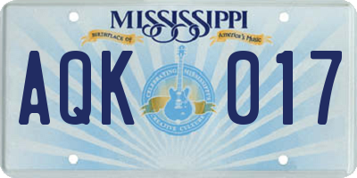 MS license plate AQK017