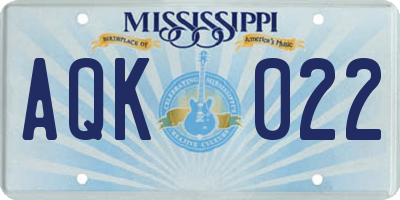 MS license plate AQK022