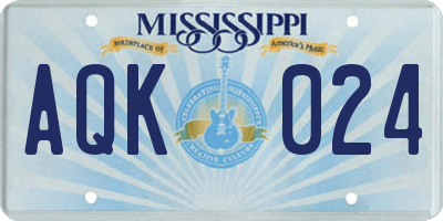 MS license plate AQK024
