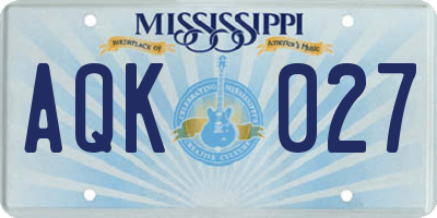 MS license plate AQK027
