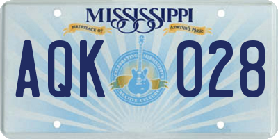 MS license plate AQK028
