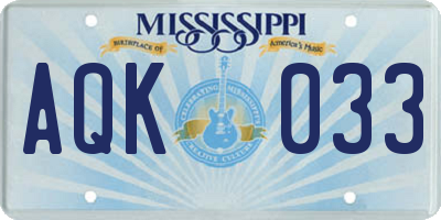 MS license plate AQK033