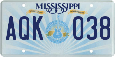 MS license plate AQK038