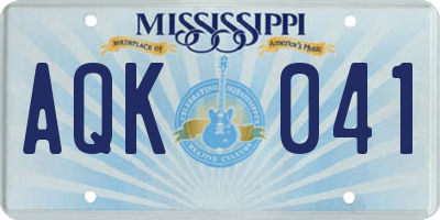 MS license plate AQK041