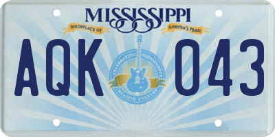 MS license plate AQK043