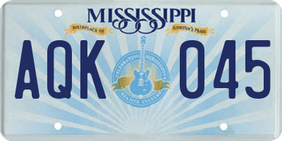 MS license plate AQK045