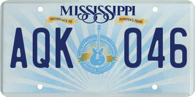 MS license plate AQK046