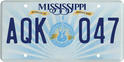 MS license plate AQK047