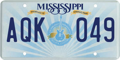 MS license plate AQK049