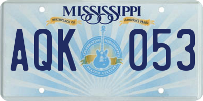 MS license plate AQK053