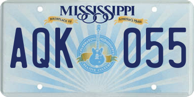 MS license plate AQK055