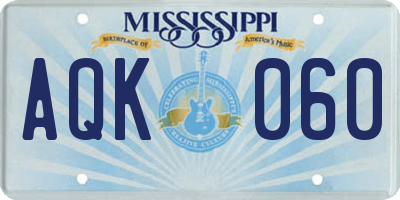 MS license plate AQK060