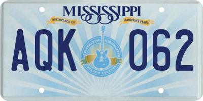 MS license plate AQK062