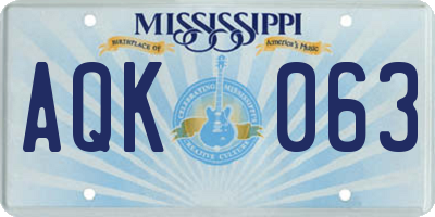 MS license plate AQK063