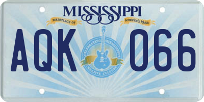 MS license plate AQK066