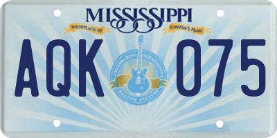 MS license plate AQK075