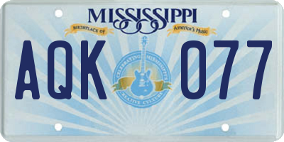 MS license plate AQK077