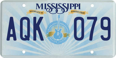 MS license plate AQK079