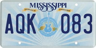 MS license plate AQK083