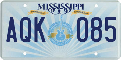 MS license plate AQK085
