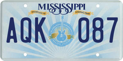 MS license plate AQK087