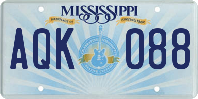MS license plate AQK088