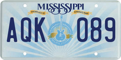 MS license plate AQK089