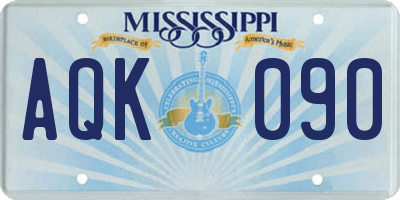 MS license plate AQK090