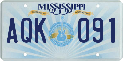 MS license plate AQK091