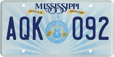 MS license plate AQK092