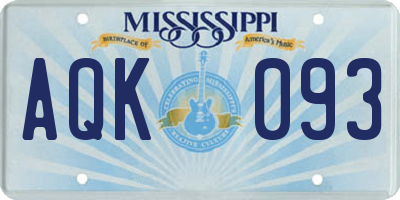 MS license plate AQK093