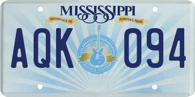 MS license plate AQK094