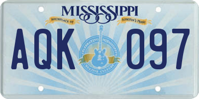 MS license plate AQK097